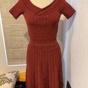 Sandro Terracotta Off-Shoulder Mini Dress